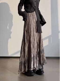 UMI MAO Oversized Pleated Irregular Skirt A Niche Design Sense Pleated Maillard Yamamoto Large Pleated Skirt Women Spring