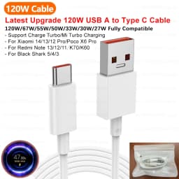 For Xiaomi 120W 100W 90W 6A Usb Type C Cable Turbo Fast Charger Cord For Mi 17 Ultra 15 14T 13 Redmi Note 15 Pro+ K90 POCO X7 F8