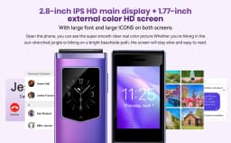 HAMTOD T8 Flip Phone 2.8 inch Inner Screen 128MB ROM+ 48MB RAM 1500mAh Battery 0.3MP Rear Camera 4G VoLTE Cellphone