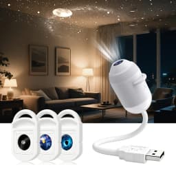 2 in 1 Galaxy Projector Night Light HD Starry Sky Projector Lamp USB Mini Star Lights Car Home Atmosphere Decor with Multi Films