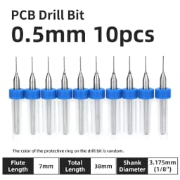 TOOLEYE 10pcs PCB Drill Bit Set Micro Drills Printed Circuit Board 1/8" Shank Mini CNC Drill Bits 0.1-3.175mm Drilling Tools