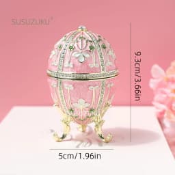 Faberge Egg Style Hand Painted Decorative Trinket Box with Hinged, Classic Ornaments Home Decor, Unique Easter Day Gift