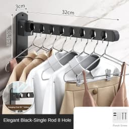 Wall Mounted Wall-Mounted Clothes Hanger New Closet Durable Couple Stainless Steel Folding Retractable Hook Home
