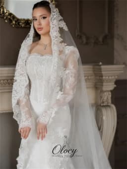 OLOEY Customized Glamorous Square Collar Long Sleeve Bridal Gown Lace Mermaid Wedding Dresses For Woman Vestidos De Novia