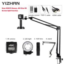 Yizhan HD 1080P Digital Electron Microscope 4K Ultra 2K HDMI Microscope USB VGA 150X Lens 5-100cm Working Distance Tripod Stand
