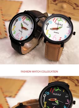 YAZOLE Children's Watch Creactive Pencil Pointer Quartz Watch Leather Belt Fashion Sport Watch for Kids Boys Girls Montre Enfant