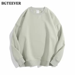 BGTEEVER Casual O-neck Loose Women Pullovers Spring Autumn Long Sleeve Basic Cotton Sweatshirts for Women