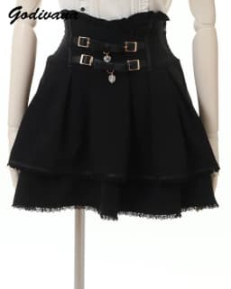 Japanese Mine Double Butterfly Braid Buckle Leather Ring High Waist Skirt Shorts Women Liz Sweet Pink Lace Pleated Short Skirt