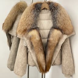 OFTBUY Luxury Real Fur Duck Down Clothes Overszie Women Wool Blend Down Jacket with Real Fox Fur Collar New Winter Warm Coat