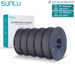 SUNLU High Speed Matte PETG Filament 1.75mm High Toughness Easy Print Fast 3D Printing Material Durable Smooth Finish 1KG Spool