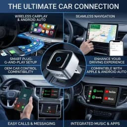 DRNVIYNC 2in1 Wireless CarPlay Adapter Upgraded (USB and Type-c) 5GHz WiFi Plug Play Wired to Wireless Dongle with Fast MiNi AI Box Bluetooth 5.0