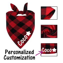 Custom Personalized Dog Bandanas Large Pet Scarf Pet Cotton Plaid Washable Collar Cat Dog Scarf Large Dog Accessories Kerchief
