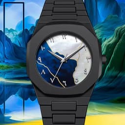 Classic Middle Eastern Arabic Numeral Dial Blue Gold Quartz Watch for Men's Casual TPU Plastic Waterproof Watch Can Customize