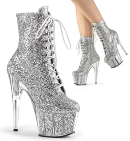 Brand Sexy Sequins Pumps 17CM Thin High Heels Ankle Boots Round Toe Pole Dance Nightclub Model Catwalk Platform Women's Shoes