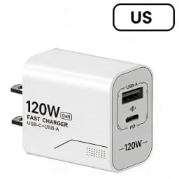 120W GaN USB C Charger 2-Port Fast Charging Phone Charger Power Adapter For iPhone Samsung Xiaomi Type C US Plug Wall Charger