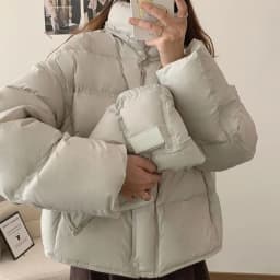 Korean Cropped Hooded Down Jacket for Women Winter Thickened White Duck Down Coats Woman Solid Color All Match Puffer Jackets