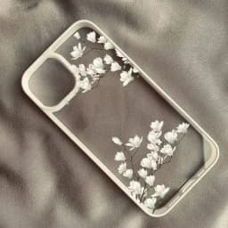 White Magnolia Flower Phone Case For iPhone 14 Pro 15 13 12Mini 11 18 Pro Max 16 17 Air Plum Blossom Shockproof Clear Hard Cover
