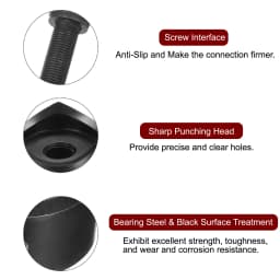 10-50mm Sheet Metal Punch Hole Punch Bearing Steel Precise Cutting Manual Knockout Kit w External Hex Shank for Metal Plate Sink