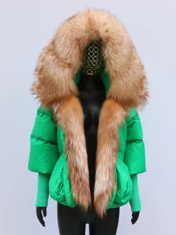 Women Coat White Duck Down Jacket Super Large Real Red Fox Fur Collar Hooded New Fashion Outerwear Puffer Jacket New