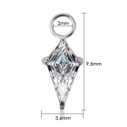 Right Grand ASTM F136 Titanium Small Kite Cubic Zirconia Charm for Lobe Ear Piercing Huggie Hoop Earrings
