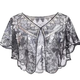 1920s Sequin Flapper Shawl Vintage Thin Breathable Shiny Cape Elegant Style Outside Short Cloak For Women Banquet