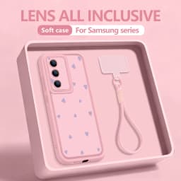 Simple Love Heart Patterned Lanyard Phone Case For Samsung Galaxy A18 A57 A37 A27 A56 A36 A26 A17 A16 A55 A54 A15 Soft TPU Cover