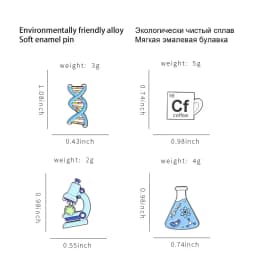 Science Chemistry Beaker Element Brooch Enamel Pin Molecular DNA Structure Equation Brooch Lapel Badge Cartoon Jewelry Accessory