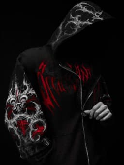 Breathedivinity Large-sized Loose-fitting Printed Full-front Zipper Hooded Sweatshirt