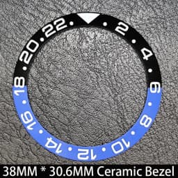Sloping 38mm * 30.6mm Ceramic/Aluminum Blue Luminous Bezel GMT and Diving Watch Insert Fit for 40mm Watch Case Replacement Watch