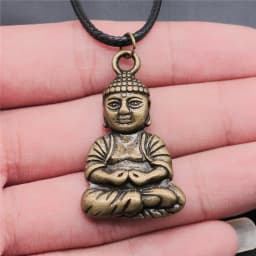 17 Styles Buddha Statue Pendant Necklace Black Leather Cord Chain Necklace Factory Price Handmade Jewelry