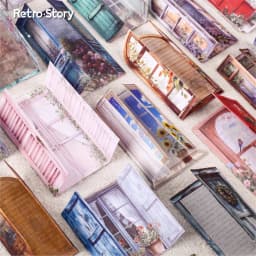 1pack/2pack Handbook Material Stickers Collection Light Vintage Window Organs 10pcs Per Pack Door and Window Themed Time