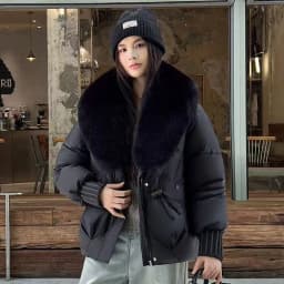 2026 Winter Down Cotton Short Padded Jacket Women Parkas Fur Collar Thick Cotton Coats Clothes Black Casual Outerwear Female New