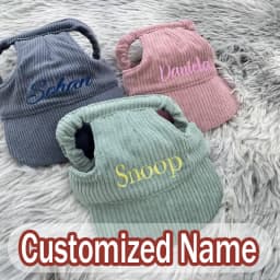 Personalized Name Embroidery Pet Dog Hat Corduroy Adjustable Cap for Small Medium Dogs Cats Custom Puppy Sun Hat