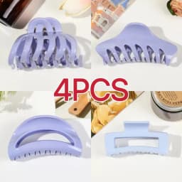 4PCS Multi Style Pink Soft Silicone Hair Claw Clip,Super-safe Head Protection,Flexible Banana Clip for Women Hair Accessories