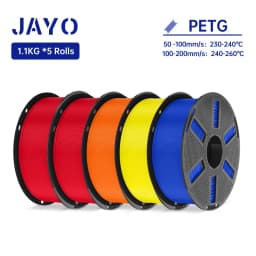 JAYO 3D PETG/PLA/PLA+ Filament 1.75mm +/-0.02mm PLA Filament 5 Rolls For Bambu FDM 3D Printer Neatly Wound 3D Printing Material