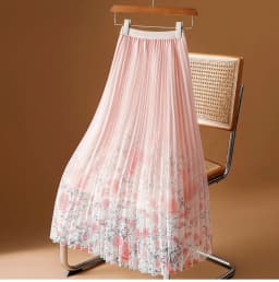 Printed Mesh half Skirt Women Spring Summer 2026 New Slim Floral Gauze Skirt Fashion Draped pleated A-line Long Skirts Female