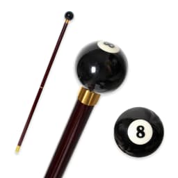 Black Beech Wood Walking Cane with 8 Ball Handle 2-Piece Detachable Fashionable Stick for Men And Women Daily Use Cosplay