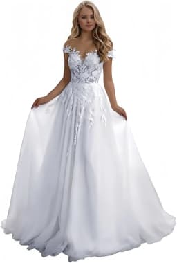 Off Shoulder A Line Boho Wedding Dresses Long Lace Applique Bride Dress for Women Backless Corset Beach Bridal Gowns 2026
