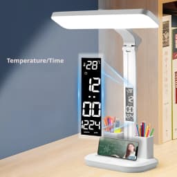 SMGXHE LED Desk Lamp, Large Area Lighting, Touch Control, 3 Color Modes, USB Powered, Foldable with Display And Pen Holder,