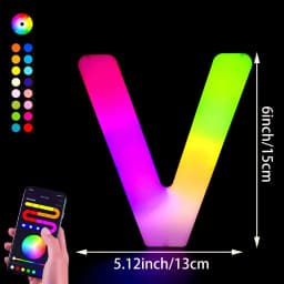 1PC Smart LED Letter Light - DIY RGB Marquee App Control Music Sync Indoor Sign Game Holiday Party Wedding Graduation Season A-Z