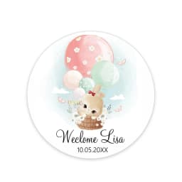 Custom Welcome Baby Hot Air Balloon Animals Birthday Party Labels Favors Round Sticker Baby Shower Personalise Travel Sticker