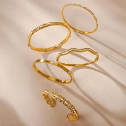 Uworld Delicate Crystal Bangle For Women Minimalist 18K Gold Plated Stainless Steel Bangle Party Wedding Fashion Jewelry Gift