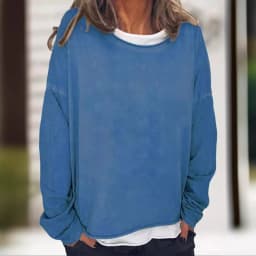 Women's Loose Fit Printed Crew Neck Long Sleeve Mid-Length Sweatshirt Soft Finish Pull On Women's Hoodies And Woman Clothes
