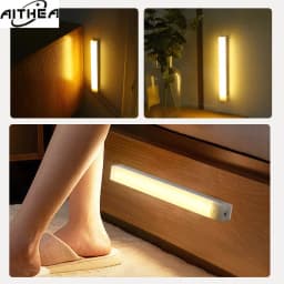 AITHEA Type C Rechargeable Motion Sensor LED Night Light Wireless Strip Bar Backlight Lamp for Kitchen Wardrobe Staircase