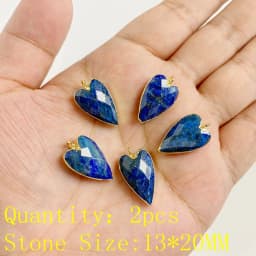 2PCS Natural Blue Lapis Lazuli Stone Gem Pendant Connector Charm For DIY Woman Men Jewelry Making Accessory Wholesale