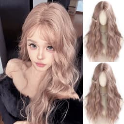 OLACARE Long Body Wave Black Brown Purple Cosplay Wigs Heat Resistant Synthetic Wigs Middle Part Natural Lolita LM Wigs Women