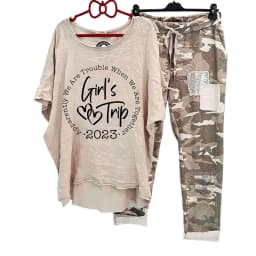 Womens Two Piece Camouflage Set Summer Outfits for Women Cotton Linen Suit 2023 Casual Print Short Sleeve Harajuku