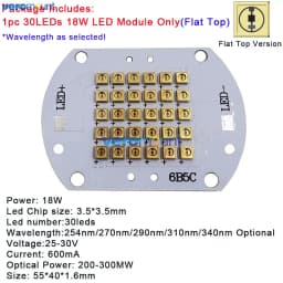 High Power 6W 12W 15W 18W 22W Deep UVC UVB 254nm 270nm 290nm 310nm 340nm 10/20/25/30/36 Integrated LED Module for Sterilization