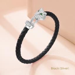 MOONLIGHT Classic Design Exquisite Cheetah Zircon Bracelet for Women Braided Leather Bracelet Quality Banquet Couples Gift