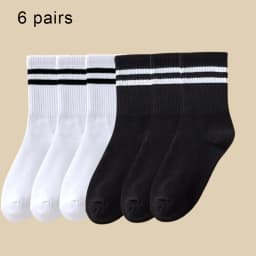 5/6/10 Pairs Women's Mid Socks Solid Color Breathable Comfortable In Autumn Winter Absorbing High-Quality Casual Socks Sports